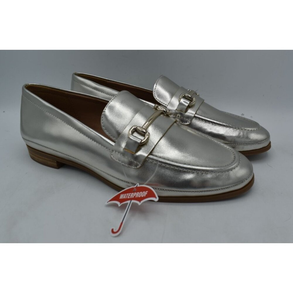 Blondo Women Size 11 Benita Platinum Metallic Leather WP Slip On Loafers Shoes - Picture 3 of 11